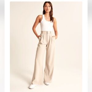 Beige Wide-leg Trousers, Size S/ 32”inseam